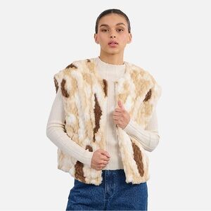 NEW! Lili Sidonio Faux Fur Vest in Cream and Brown
